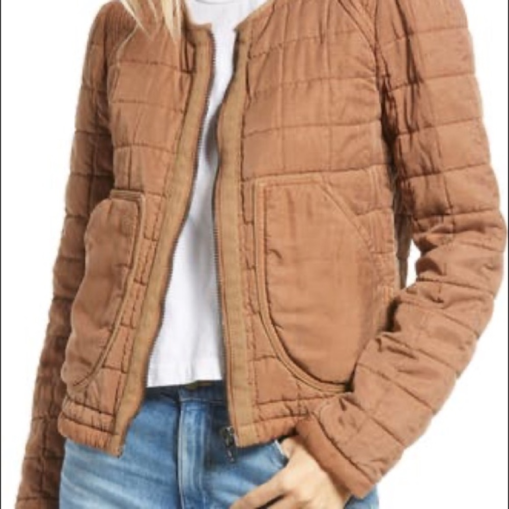 Cropped quilted camel fall jacket from Nordstrom